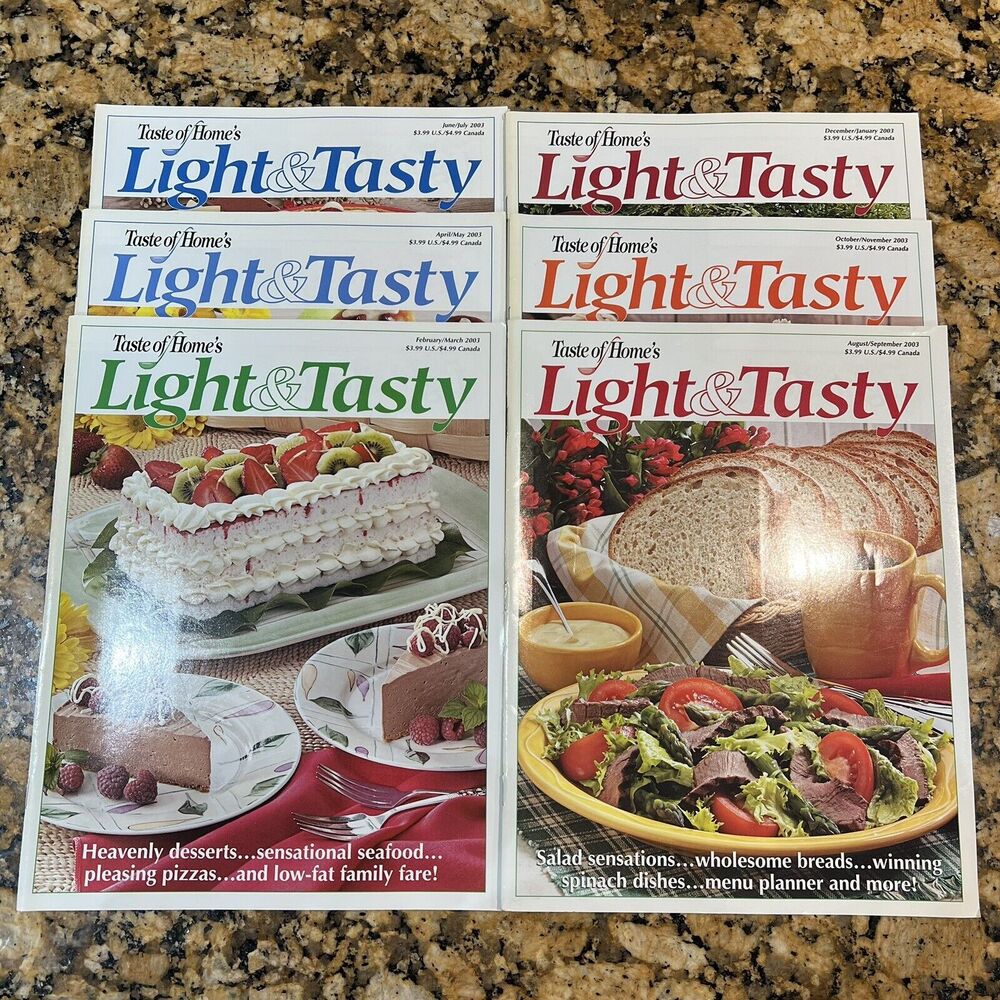 Taste of Homes Light And Tasty Cooking Recipe Magazines 2003 Back Issue Set Of 6